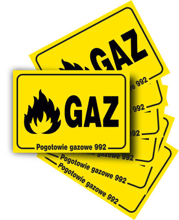 Naklejki BHP GAZ Pogotowie gazowe 992 zestaw 10szt
