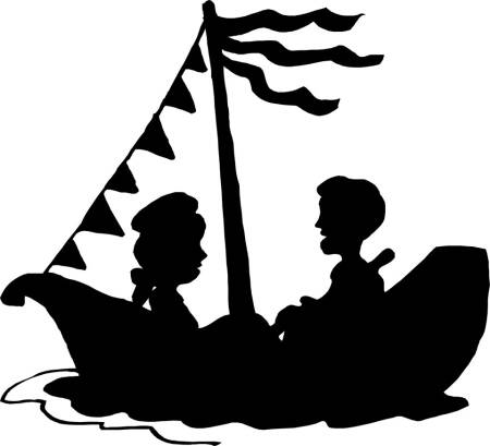 Gondola z zakochanymi -  łódka - naklejki scienne - szablon malarski - kod ED501