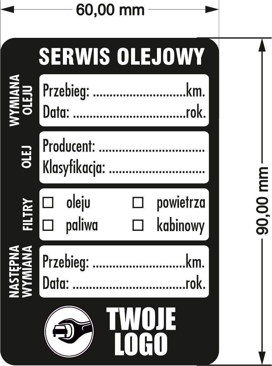 Naklejki serwisowe Serwis Olejowy 